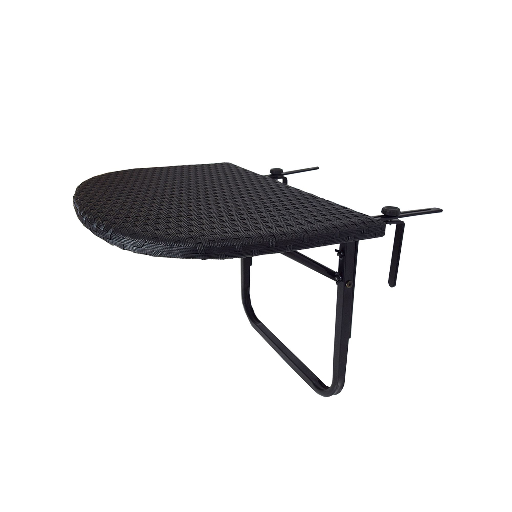 Oakland Living Indoor / Outdoor Foldable Wicker Balcony Table, Black