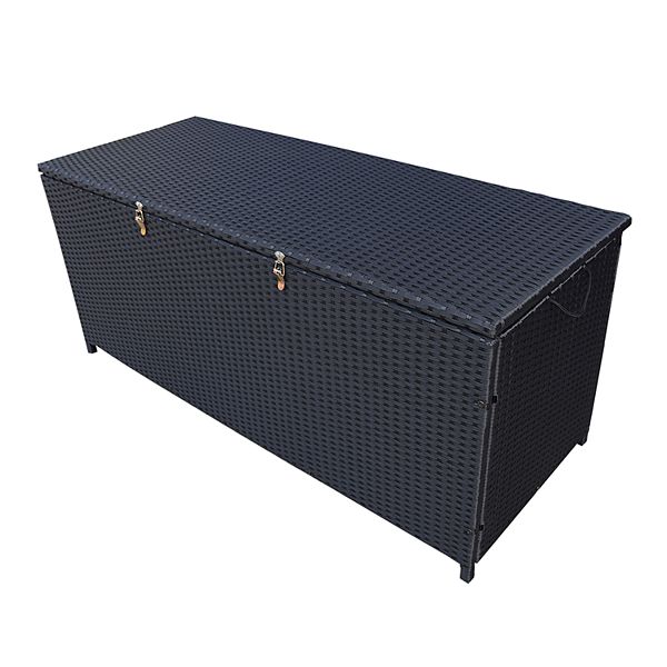 Oakland Living 113 Gallon Indoor/Outdoor Wicker Deck Box - Black – BrickSeek