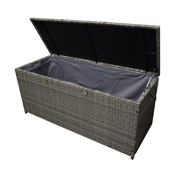 Oakland Living 113 gal Patio Storage Bin - Gray: Wicker Deck Box, Rust-Resistant, Spot Clean