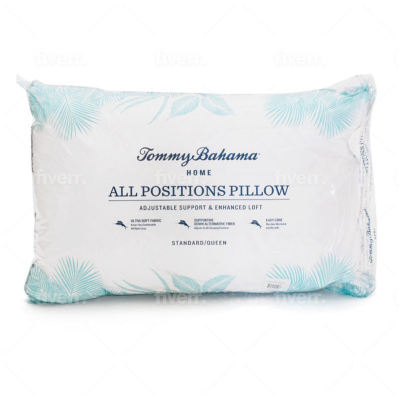 Downlite Tommy Bahama Signature Pineapple Print All Positions Pillow, White