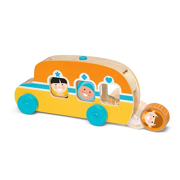 Melissa & Doug GO Tots Wooden Roll & Ride Bus with 3 Disks