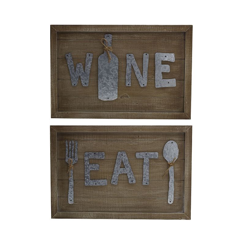 Elements Wine Eat Wall Decor 2-piece Set, Brown