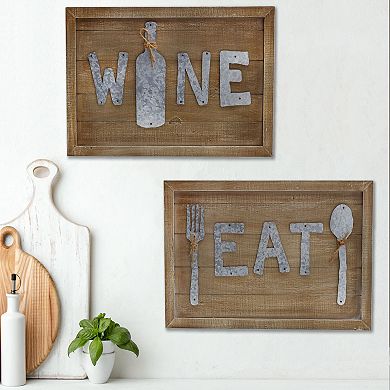 Elements Wine Eat Wall Decor 2-piece Set
