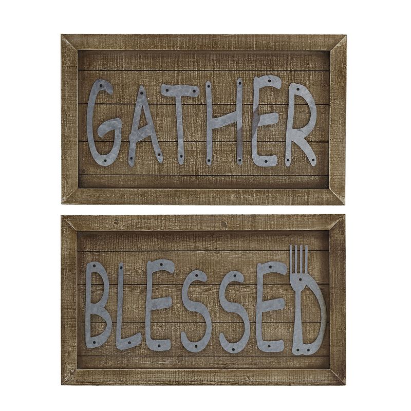 Elements Gather & Blessed Wall Decor 2-piece Set, Brown