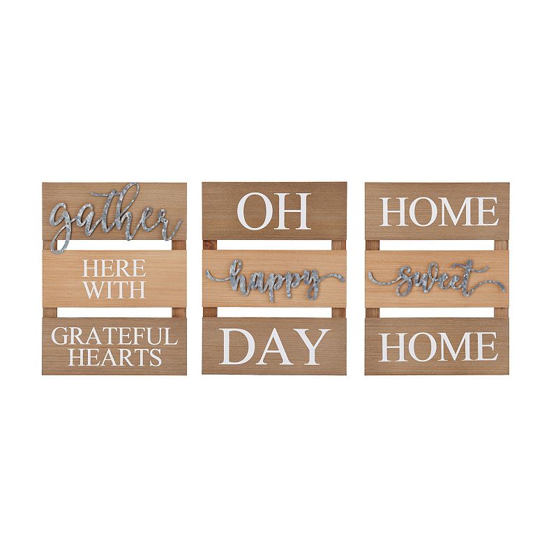 Elements Home Sweet Home Wall Decor 3-piece Set, Brown