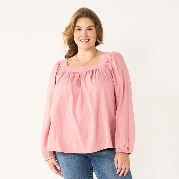 Plus Size Sonoma Goods For Life® Squareneck Volume Sleeve Top