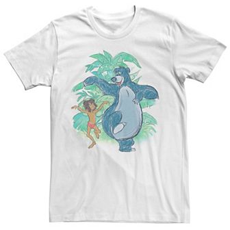 Men's Disney's The Jungle Book Sketch Of Mowgli And Baloo Dancing Tee
