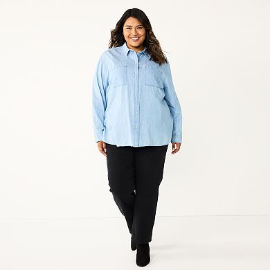 Plus Size Sonoma Goods For Life® Relaxed Button Down Shirt