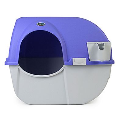 Omega Paw Roll 'n Clean Self Cleaning Cat & Kitten Litter Box, Large, Periwinkle