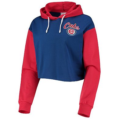Women's FOCO Royal/Red Chicago Cubs Color-Block Pullover Hoodie & Shorts Lounge Set