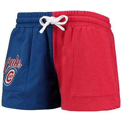 Women's FOCO Royal/Red Chicago Cubs Color-Block Pullover Hoodie & Shorts Lounge Set