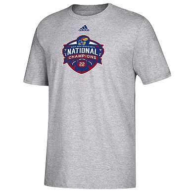 Men's adidas Gray Kansas Jayhawks 2022 NCAA Men's Basketball National Champions Parade T-Shirt