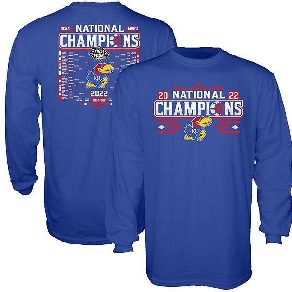 Men's Blue 84 Royal Kansas Jayhawks 2022 NCAA Men's Basketball National  Champions Bracket Long Sleeve T-Shirt