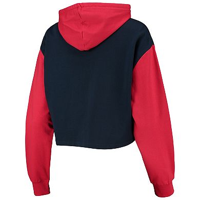 Women's FOCO Navy/Red Cleveland Guardians Color-Block Pullover Hoodie & Shorts Lounge Set