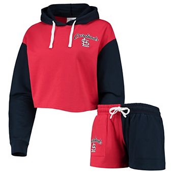 Women's FOCO Red/Navy St. Louis Cardinals Color-Block Pullover Hoodie & Shorts Lounge Set