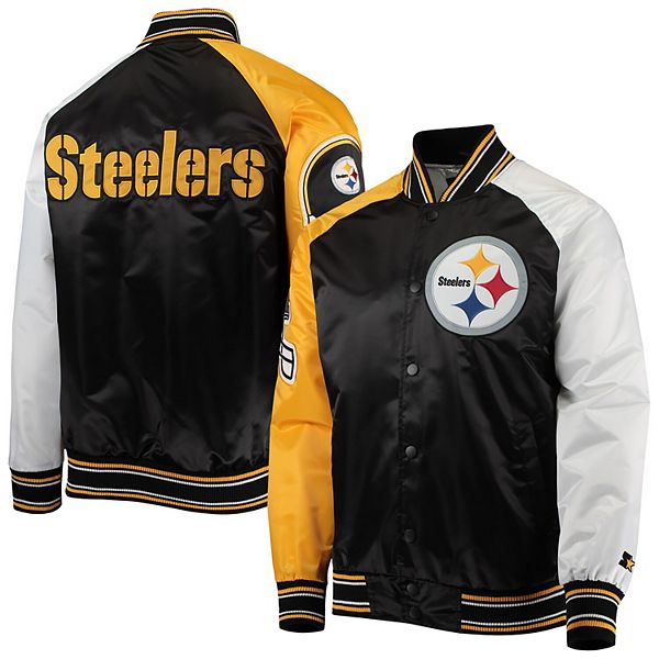 Men's Starter Black Pittsburgh Steelers The Pick and Roll Full-Snap Jacket Size: Medium