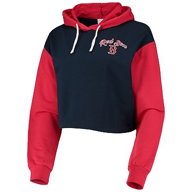 Women's FOCO Navy/Red Boston Red Sox Color-Block Pullover Hoodie & Shorts Lounge Set