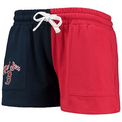 Women's FOCO Navy/Red Boston Red Sox Color-Block Pullover Hoodie & Shorts Lounge Set
