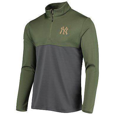 Men's Levelwear Olive New York Yankees Delta Pursue Quarter-Zip Jacket