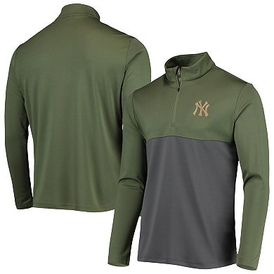 Men's Levelwear Olive New York Yankees Delta Pursue Quarter-Zip Jacket