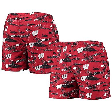 Men's FOCO Red Wisconsin Badgers Island Palm Swim Trunks