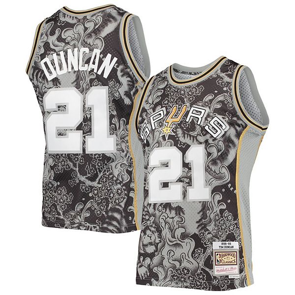 Mitchell & Ness Men's San Antonio Spurs Robinson NBA Split Swingman 1998 Jersey XX Large / Black / Turquoise / San Antonio Spurs