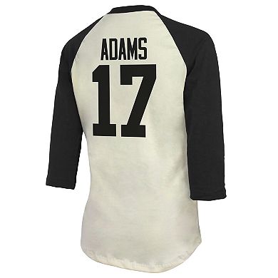 Women's Majestic Threads Davante Adams Cream/Black Las Vegas Raiders Player Name & Number Raglan 3/4-Sleeve T-Shirt