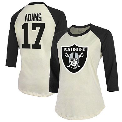 Women's Majestic Threads Davante Adams Cream/Black Las Vegas Raiders Player Name & Number Raglan 3/4-Sleeve T-Shirt