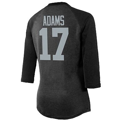 Women's Majestic Threads Davante Adams Black Las Vegas Raiders Player Name & Number Raglan 3/4-Sleeve T-Shirt