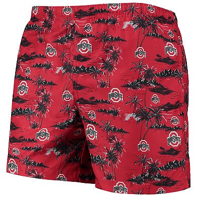 Men's FOCO Scarlet Ohio State Buckeyes Island Palm Swim Trunks