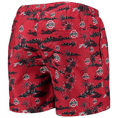 Men's FOCO Scarlet Ohio State Buckeyes Island Palm Swim Trunks