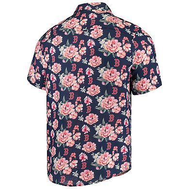 Men's FOCO Navy Boston Red Sox Floral Linen Button-Up Shirt
