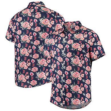 Men's FOCO Navy Boston Red Sox Floral Linen Button-Up Shirt