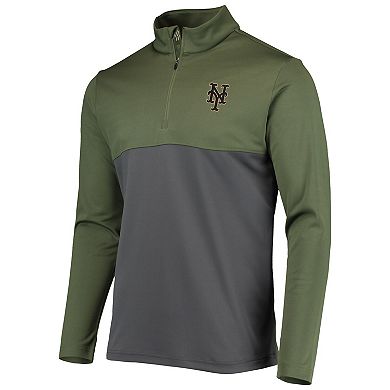 Men's Levelwear Olive New York Mets Delta Pursue Quarter-Zip Jacket