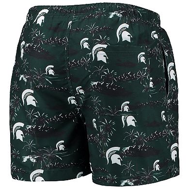 Men's FOCO Green Michigan State Spartans Island Palm Swim Trunks