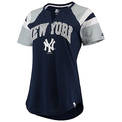Women's Starter Navy/Gray New York Yankees Game On Notch Neck Raglan T-Shirt