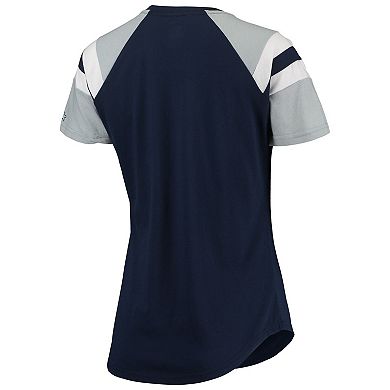 Women's Starter Navy/Gray New York Yankees Game On Notch Neck Raglan T-Shirt