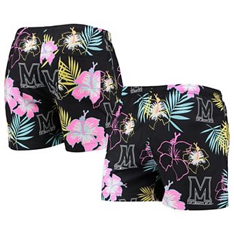 Men's FOCO Black Maryland Terrapins Neon Floral Swim Trunks