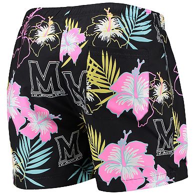 Men's FOCO Black Maryland Terrapins Neon Floral Swim Trunks