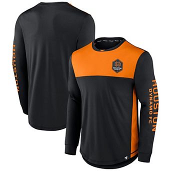 Men's Fanatics Branded Black/Orange Houston Dynamo FC Striker Long Sleeve T-Shirt