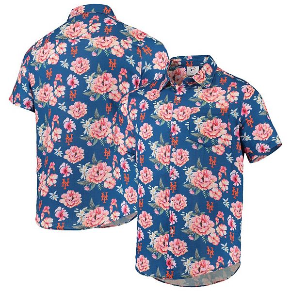 Lids Chicago Cubs FOCO Floral Linen Button-Up Shirt - Royal