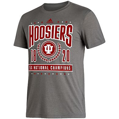 Men's adidas Heathered Charcoal Indiana Hoosiers 5X National Champions Reminisce T-Shirt