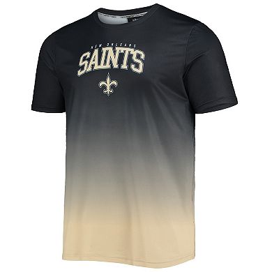 Men's FOCO Black/Gold New Orleans Saints Gradient Rash Guard Swim Shirt