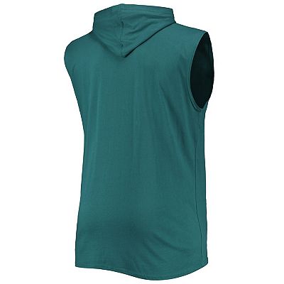 Men s Midnight Green Philadelphia Eagles Big Tall Muscle Sleeveless Pullover Hoodie