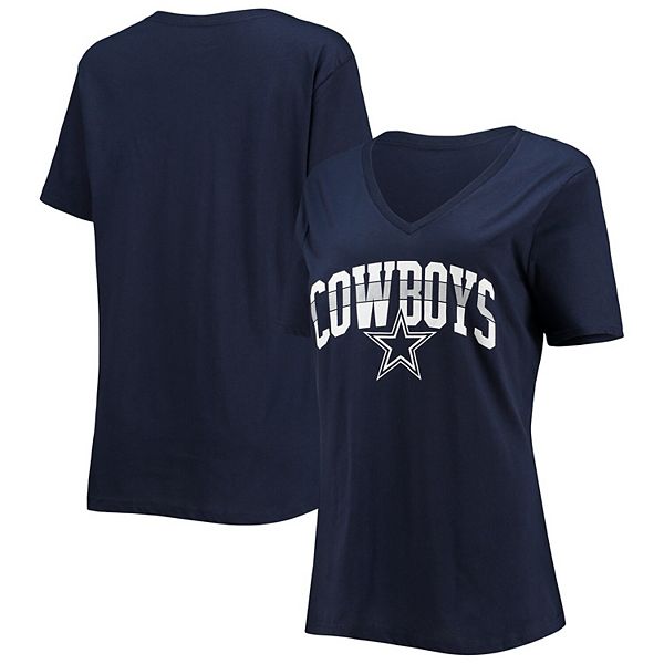 Women's Navy Dallas Cowboys Celadine Logo V-Neck T-Shirt