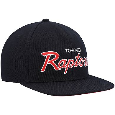 Men's Mitchell & Ness Black Toronto Raptors Hardwood Classics Script 2.0 Snapback Hat