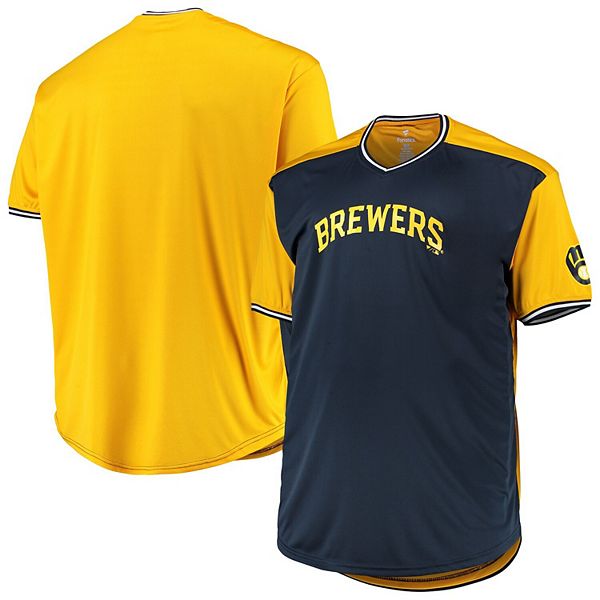 Women's Navy Milwaukee Brewers Oversized Spirit Jersey V-Neck T-Shirt