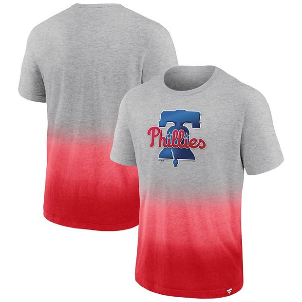 Men's Fanatics Branded Heathered Gray/Heathered Red Philadelphia Phillies  Iconic Team Ombre Dip-Dye T-Shirt