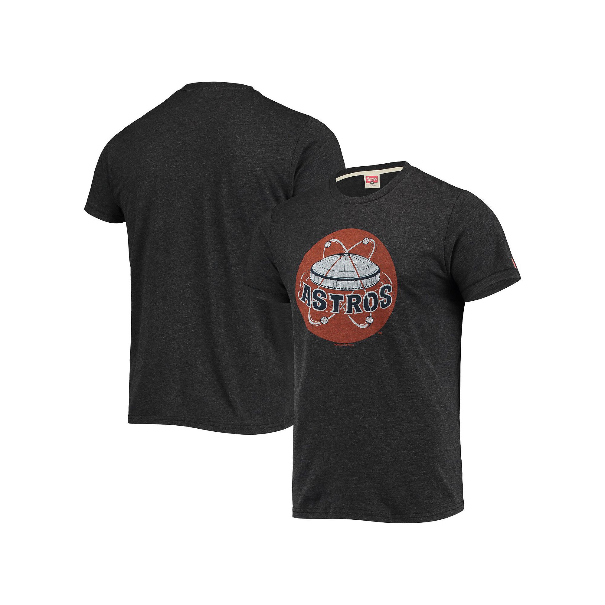 Mens Homage Charcoal Houston Astros Hand-Drawn Logo Tri-Blend T-Shirt, Siz