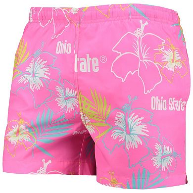 Men's FOCO Pink Ohio State Buckeyes Neon Floral Swim Trunks